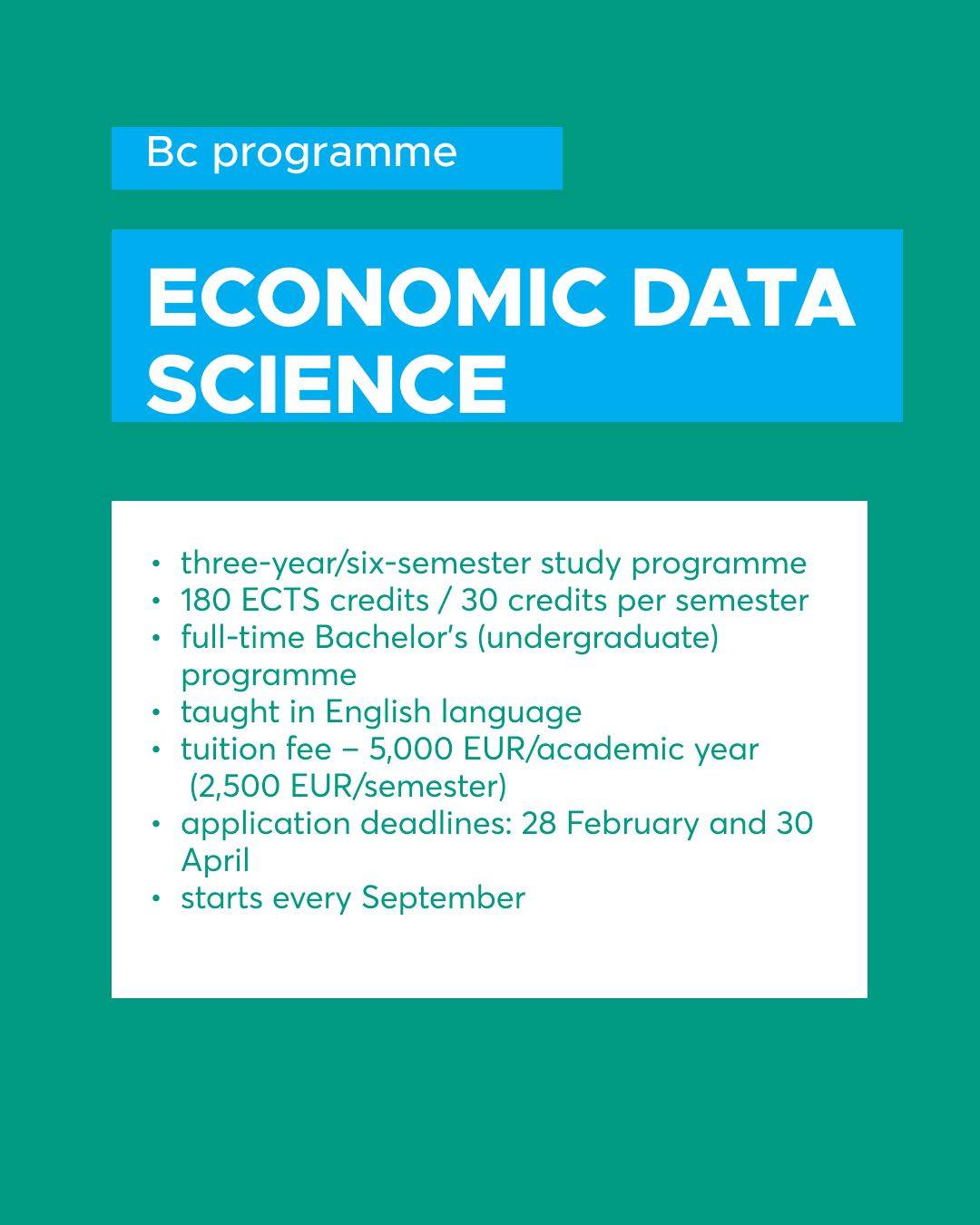 👉Are you looking for a Bachelor’s programme? Do you want to become an expert in data science?
‼Discover our top choice for you – the undergraduate program Economic Data Science!
APPLICATIONS are OPEN!
#askstudents #pragueuniversityofeconomicsandbusiness
@fis_vse
#fisbachelor #datascience #dataanalyst
Vfis #datamanager #studyinprague #askstudents
