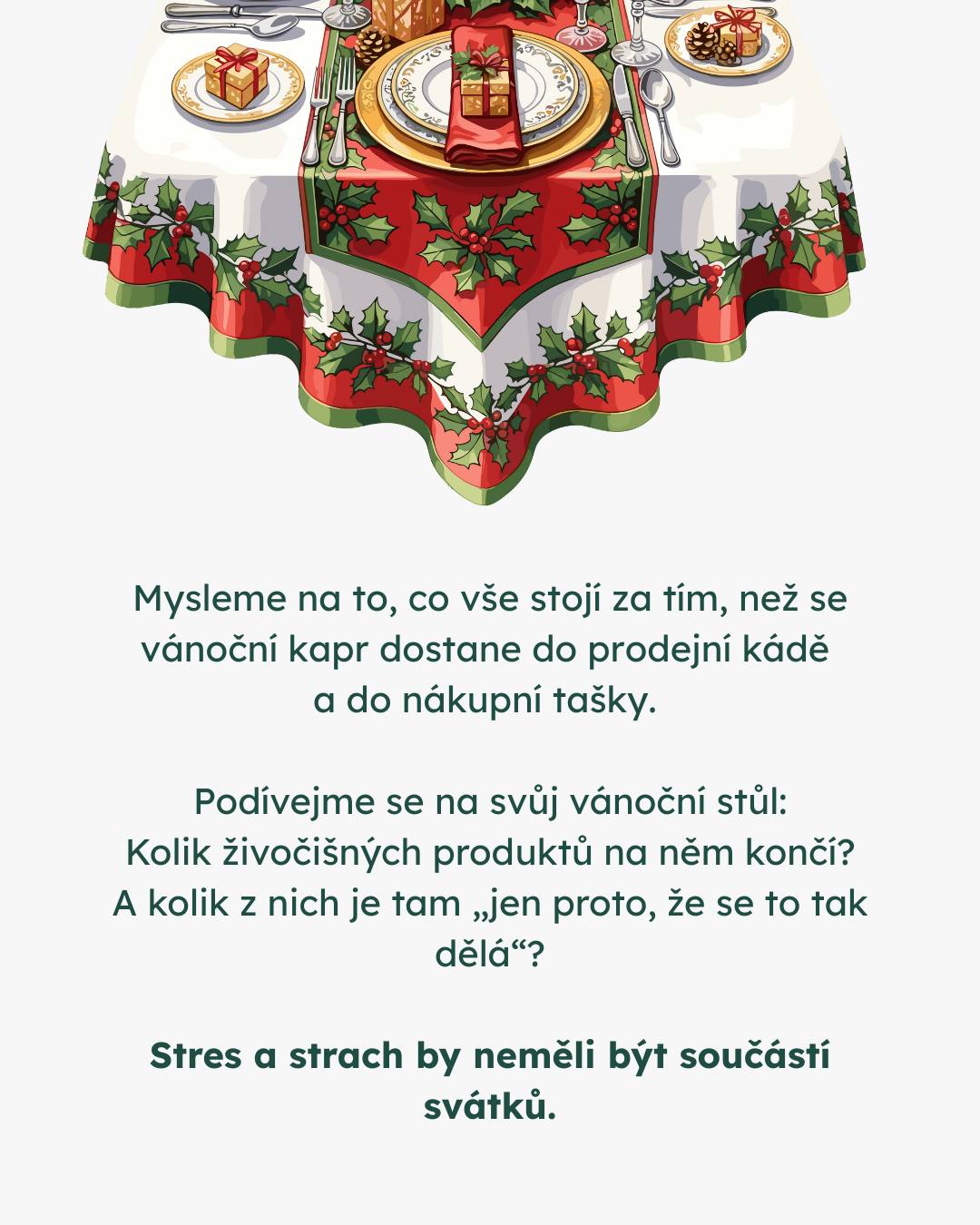 Je jen na nás, jestli letos zvolíme Vánoce bez krutosti. Jedna ze změn může začít na našem svátečním stole 💚 🌱
#vanocebezutrpeni #oneheart #welfare #vsichnimamejednosrdce #jsmevtomvsichnispolecne #animalwelfare #plantbased #rostlinně
