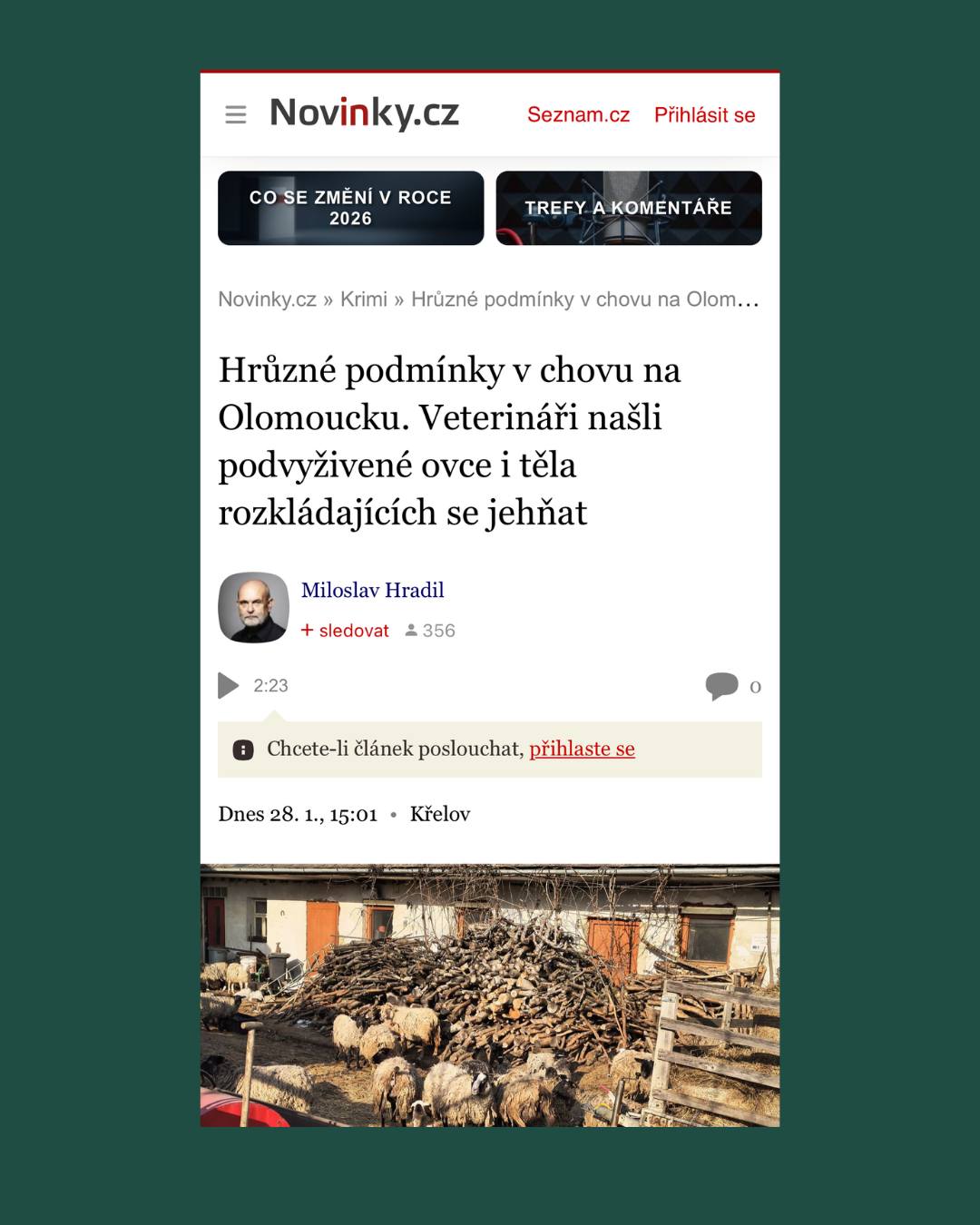 Další příklad toho, že potřebujeme systémovou změnu. Protože #vsichnimamejednosrdce
Živé ovce byly majiteli odebrány a nyní je má v péči jiný chovatel.
@novinky.cz
#oneheart #welfare #jsmevtomvsichnispolecne #animalwelfare