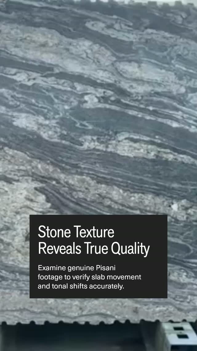 Close-view verification shows stone movement, texture and tonal shift. Use genuine Pisani footag....