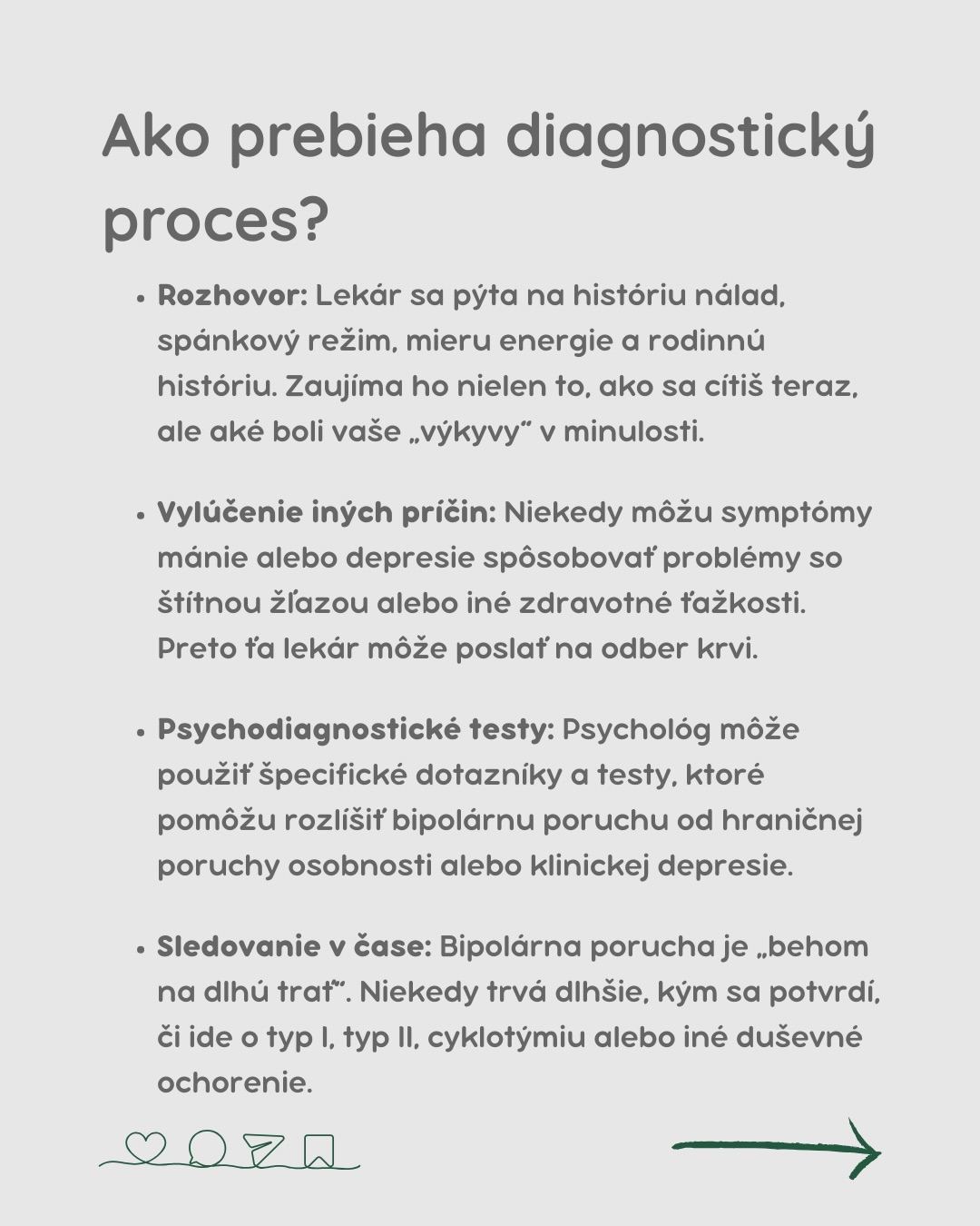 Bipolárna porucha sa nedá diagnostikovať jedným testom. A už vôbec nie za pár minút.
Často sa roky skrýva za iné diagnózy – depresiu, úzkostné poruchy, vyhorenie či PTSD. Bipolárna porucha má mnoho tvárí a svoje epizódy si vie veľmi dobre maskovať.
Mnohí ľudia vyhľadajú pomoc až v depresii.😔 Obdobia zvýšenej energie, zrýchleného myslenia či nadmerného výkonu si neuvedomujú ako problém – alebo ich vnímajú ako chvíle, keď konečne fungujú. A tak zostane dôležitá časť príbehu často nepomenovaná.
Správna diagnóza nie je nálepka.
Je to vysvetlenie. Úľava. A začiatok cesty k stabilite a porozumeniu sebe samému.
Ak máš pocit, že ti tvoja diagnóza „nesedí“ alebo že sa v nej nespoznávaš, je v poriadku pýtať sa a hľadať odpovede.
Duševné ochorenia nie sú hanba.
A hovoriť o nich nahlas môže niekomu zachrániť roky blúdenia.
💙 OZ Nedepkovo
#dusevnezdravie #bipolarnaporucha #dusevneochorenia #destigmatizacia #mentalnezdravie #psychiatria #hovorimenahlas #obcianskezdruzenie