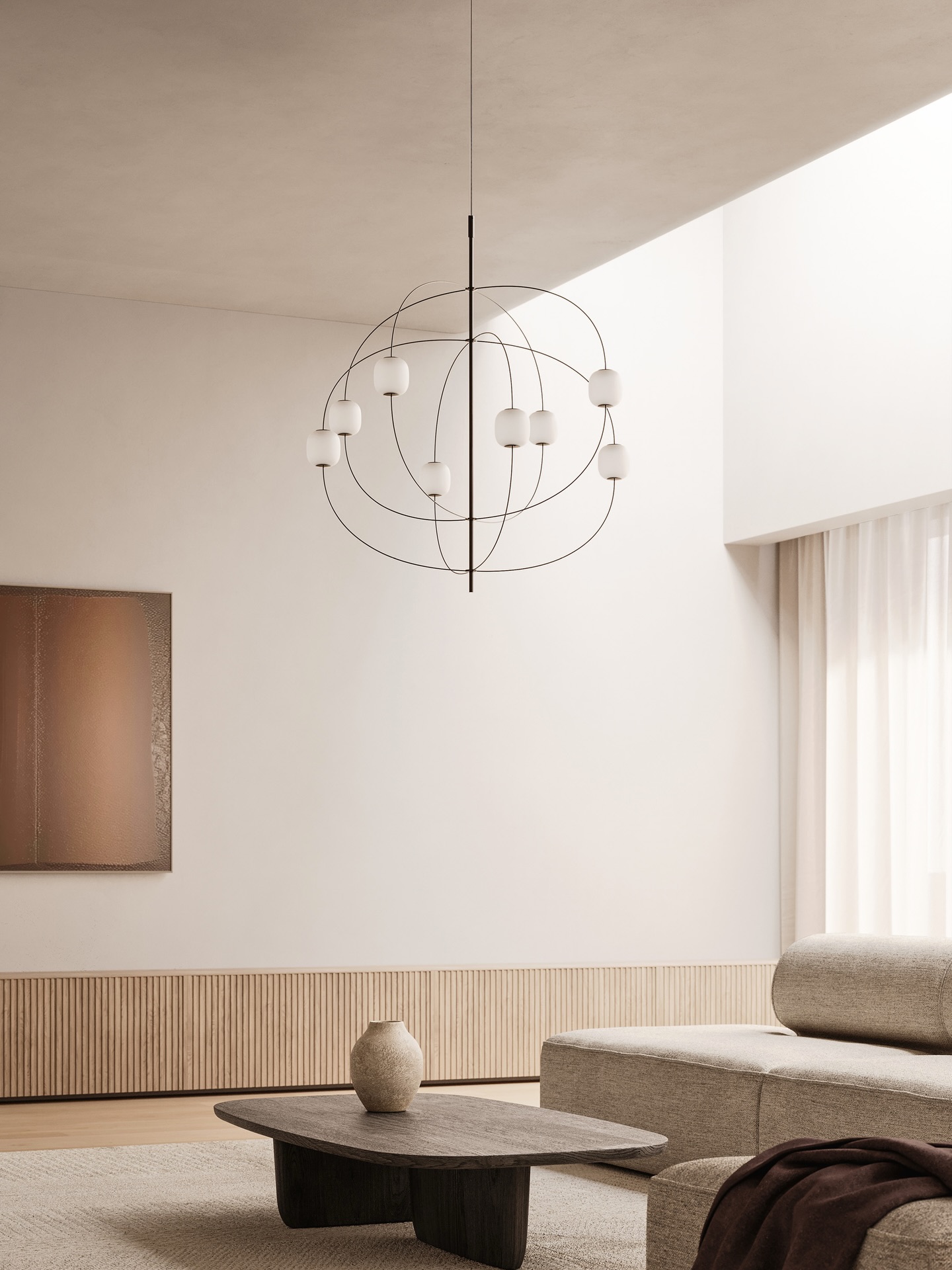 NOVINKA
Axia je solitérní závěsné svítidlo s výraznou, ale čistou estetikou, které v moderním pojetí přepisuje archetyp lustru. Centrální osa napájí jednotlivá ramena, mezi nimiž světlo volně proudí přímo konstrukcí – bez viditelných kabelů.
Minimalistická, a přesto nepřehlédnutelná. V provedení Glossy Bronze nebo Black Chrome působí elegantně i ve chvíli, kdy nesvítí. Skvěle vynikne nad jídelním stolem, v prostorném obývacím pokoji i v reprezentativních komerčních interiérech.
Měkké, rovnoměrné světlo přirozeně obejme celý prostor. ✨