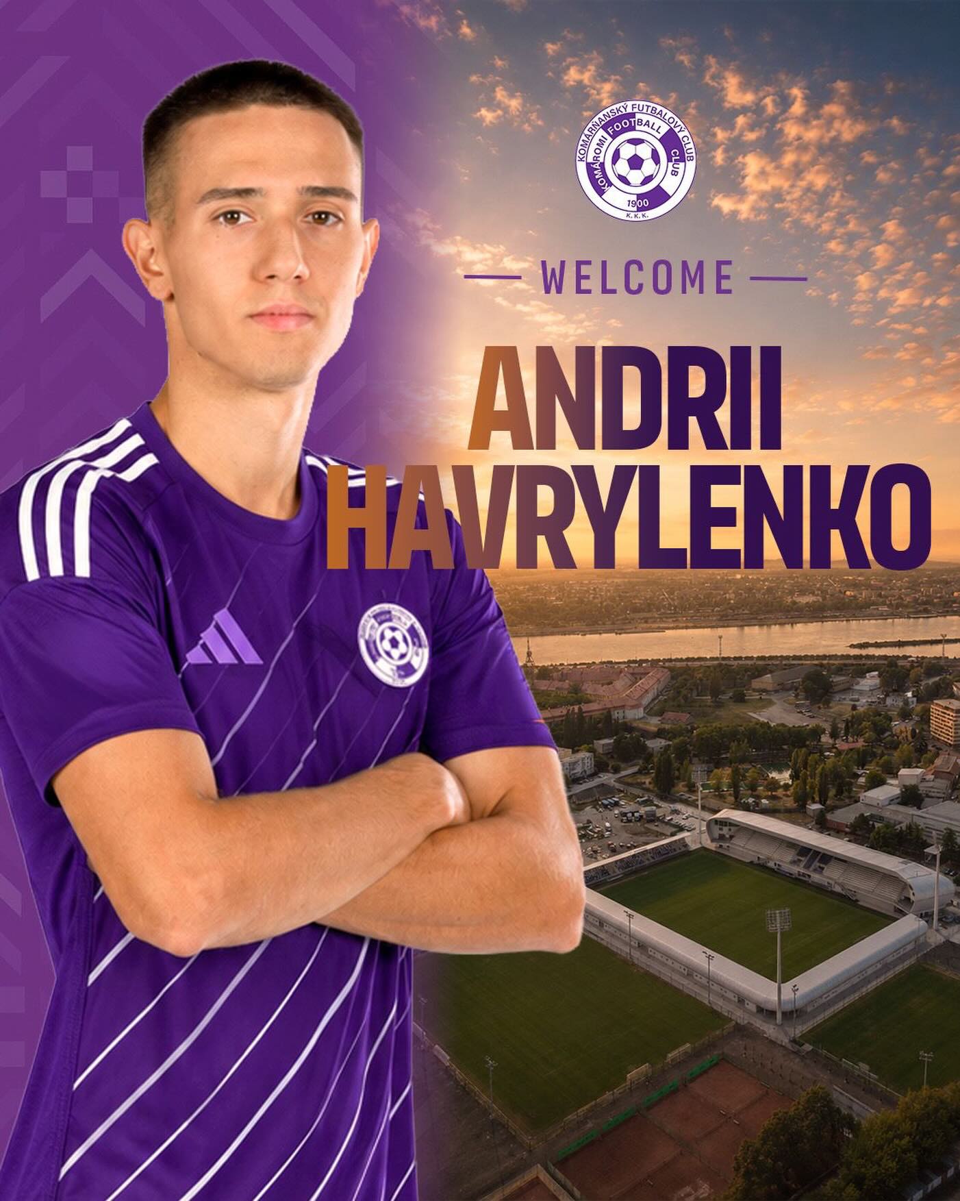 🇭🇺 Ukrán szélső középpályással erősödik csapatunk ✍️⚽️
A 25 éves Andrii Havrylenko egyéves kölcsönszerződéssel érkezik klubunkhoz az FK Železiarne Podbrezová együttesétől. 💪
A balszélső középpályás korábban hazájában, a Metalurh Zaporizzsja csapatában futballozott. ☝️
Üdv nálunk, @a__havrylenko! 🙌
Hajrá KFC! 💜🤍
🇸🇰 Náš tím posilňuje ukrajinský krídelník ✍️⚽️
25-ročný Andrii Havrylenko prichádza do nášho klubu na ročné hosťovanie z FK Železiarne Podbrezová. 💪
Tento ľavý krídelník predtým hral vo svojej domovine za klub Metalurh Záporožie. ☝️
Vitaj u nás, Andrii! 🙌
Do toho, KFC! 💜🤍