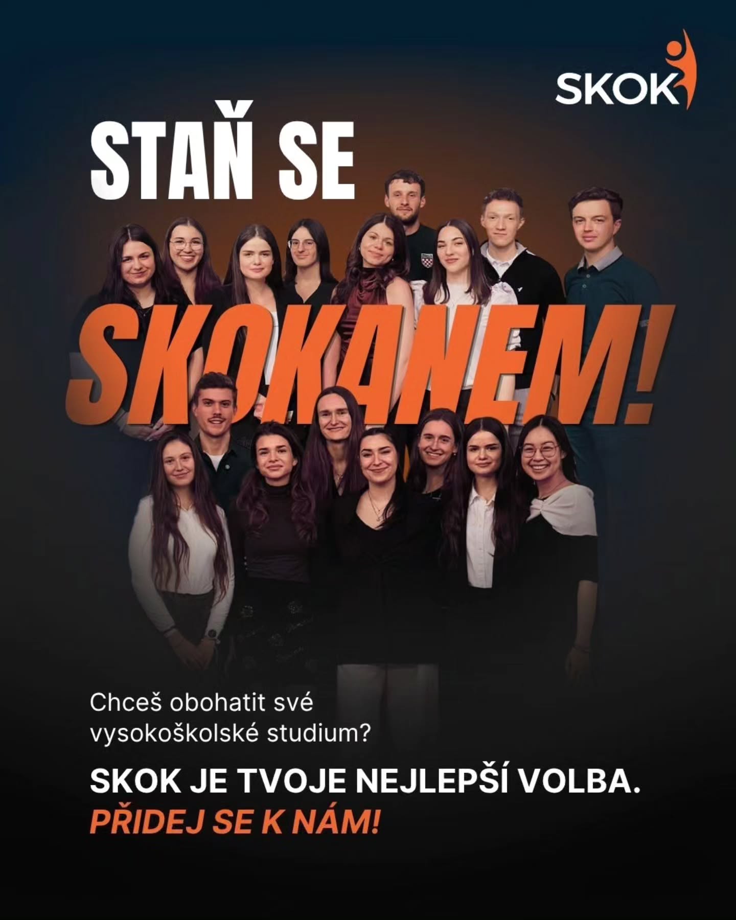Hledáme nové tváře do SKOKu! ✨ Láká tě tým Events, Marketing nebo Content? Přidej se k nám a získej reálnou praxi už při škole.
📩 Chceš do toho jít s námi?
Pošli nám CV a krátké intro, proč bys chtěl/a být SKOKanem, na e-mail skok@vse.cz.
Do předmětu napiš, jaký tým sis vybral/a (Nábor 'Events' / 'Marketing' / 'Content').
⏳ Čas máš do neděle 20. září 2026.
#nabor #pridejse #studentlife #fmvvse #kariera