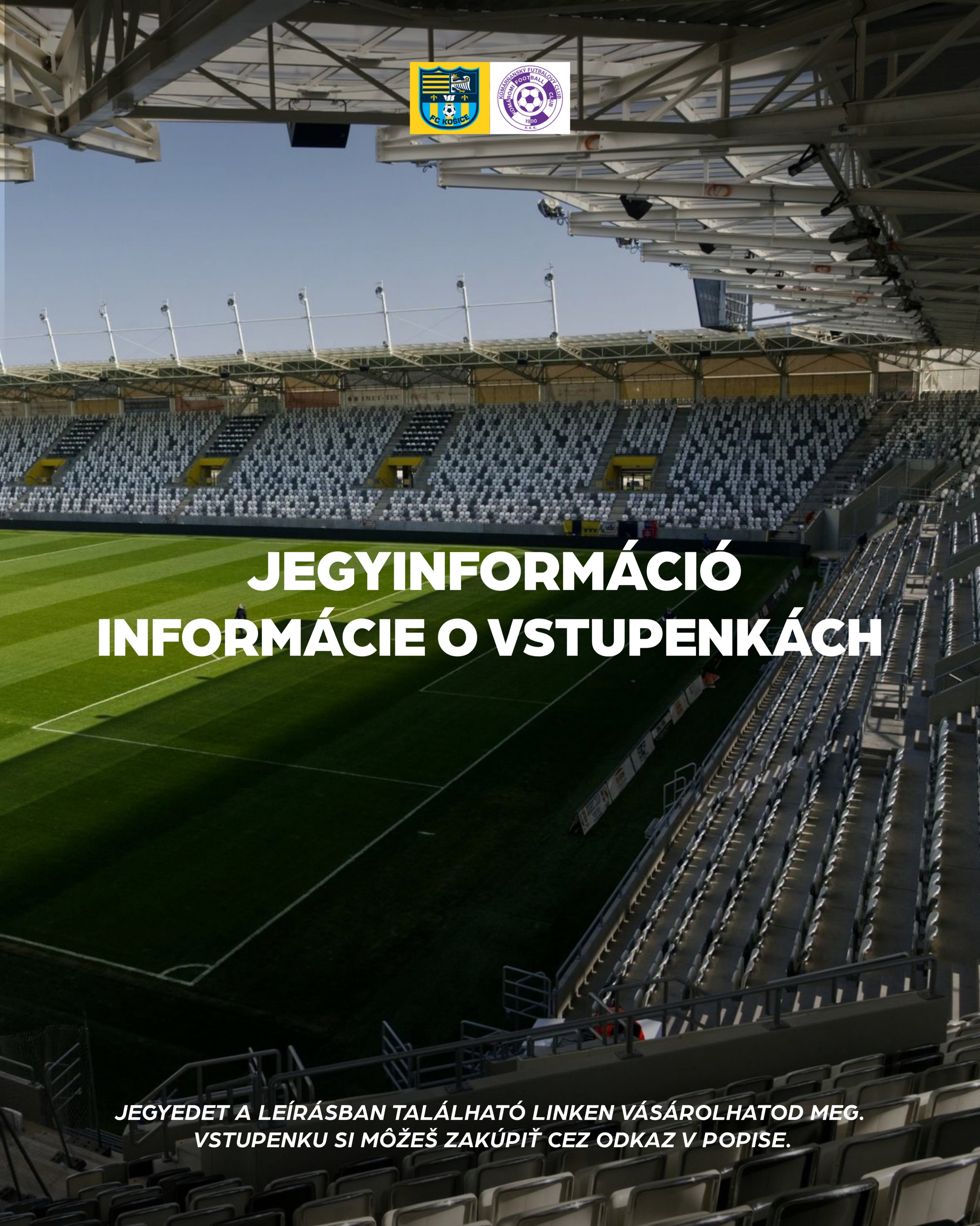 🇭🇺 IRÁNY KASSA! 🎟️💜
Holnap a Kassa otthonában lépünk pályára, és idegenben is számítunk a támogatásotokra! ⚽️🔥
Velünk tartasz Kassára? 👀
🎟️ Jegyedet ezen a linken vásárolhatod meg:
🔗 https://predpredaj.zoznam.sk/en/tickets/fc-kosice-kfc-komarno-sektor-hosti-2026-10-10/
🇸🇰 SMER KOŠICE! 🎟️💜
Zajtra nastúpime na ihrisku FC Košice a aj vonku počítame s vašou podporou! ⚽️🔥
Chystáš sa s nami do Košíc? 👀
🎟️ Vstupenku si môžeš zakúpiť na tomto odkaze:
🔗 https://predpredaj.zoznam.sk/en/tickets/fc-kosice-kfc-komarno-sektor-hosti-2026-10-10/