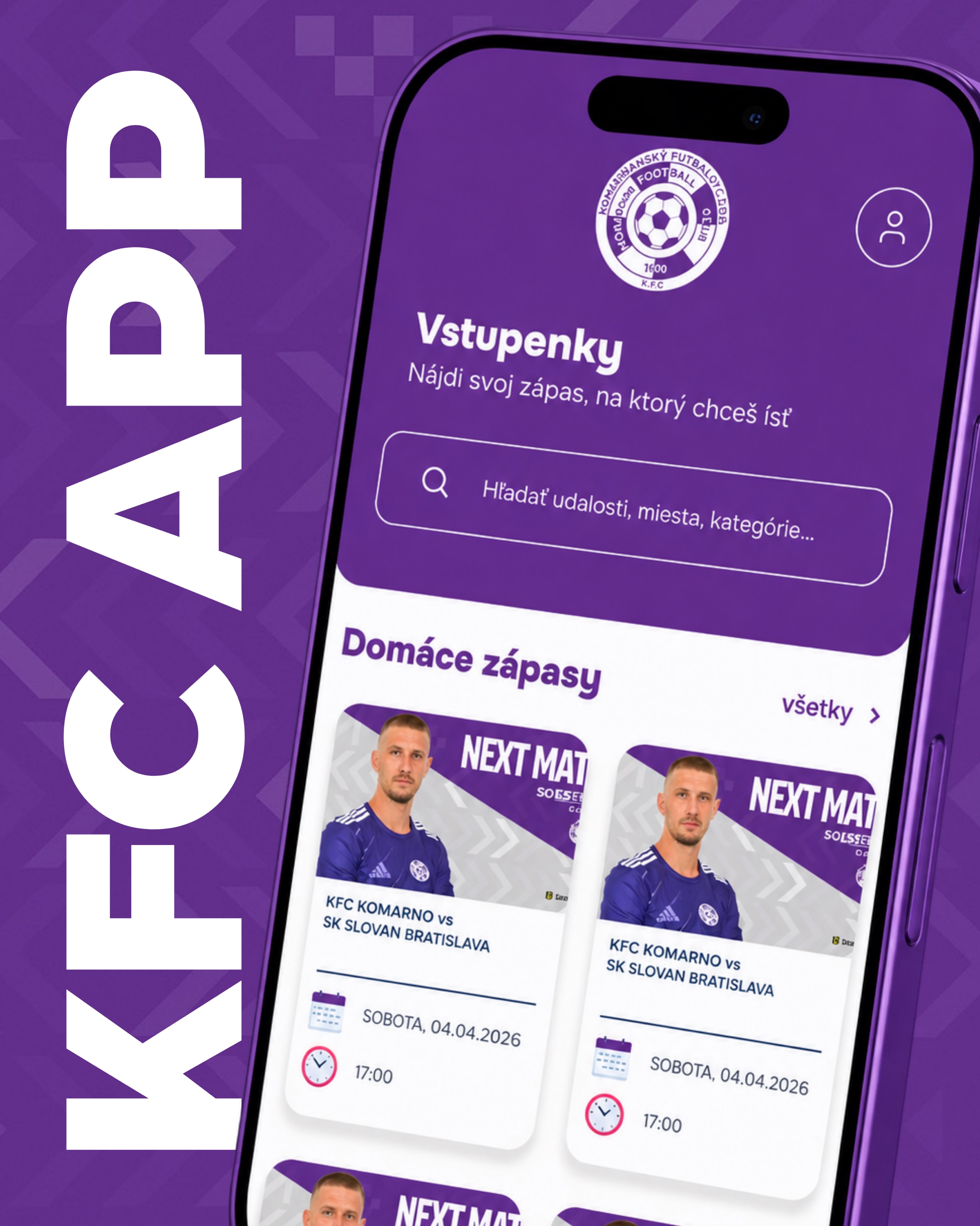 🇭🇺 KFC A ZSEBEDBEN. MÁTÓL VALÓSÁG! 📲💜
Örömmel mutatjuk be a KFC Komárno vadonatúj hivatalos mobilalkalmazását! 🚀
Mostantól még közelebb kerülhetsz a klubhoz, hiszen minden, ami KFC, egy helyen vár rád!
🎟️ Jegyek és bérletek
💜 KFC Membership és exkluzív kedvezmények
⚽ Mérkőzések, hírek és újdonságok
🔔 Értesítések, hogy semmiről se maradj le
📲 Az alkalmazás már elérhető iOS-re az App Store-ban és Androidra a Google Play Áruházban!
Töltsd le most, és legyen a KFC mindig veled! 💜
🇸🇰 KFC V TVOJOM VRECKU. OD DNES REALITA! 📲💜
S radosťou vám predstavujeme úplne novú oficiálnu mobilnú aplikáciu KFC Komárno! 🚀
Odteraz môžeš byť svojmu klubu ešte bližšie, pretože všetko, čo sa týka KFC, nájdeš na jednom mieste!
🎟️ Vstupenky a permanentky
💜 KFC Membership a exkluzívne zľavy
⚽ Zápasy, novinky a aktuality
🔔 Notifikácie, aby ti nič neušlo
📲 Aplikácia je už dostupná pre iOS v App Store a pre Android v Google Play!
Stiahni si ju ešte dnes a maj KFC vždy so sebou! 💜